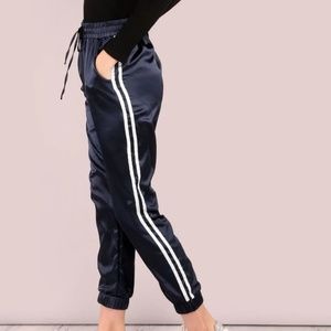 Navy Blue Satin Joggers Size S